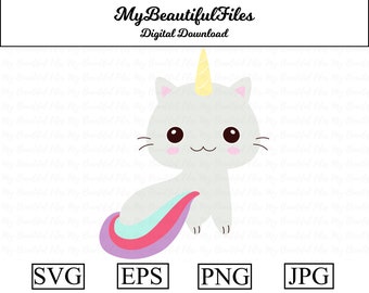 Caticorn SVG,PNG - Digital Download - Cute Caticorn File for printable art, planner, Caticorn sticker, Caticorn diy