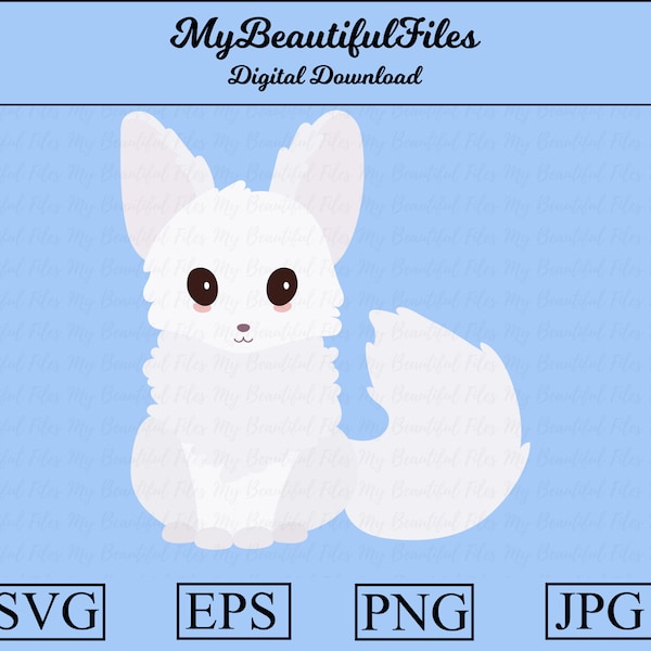 Snow fox SVG,PNG -  Digital Download - Cute Snow fox File for printable art, planner, Snow fox sticker, Snow fox diy, Snow fox shirt