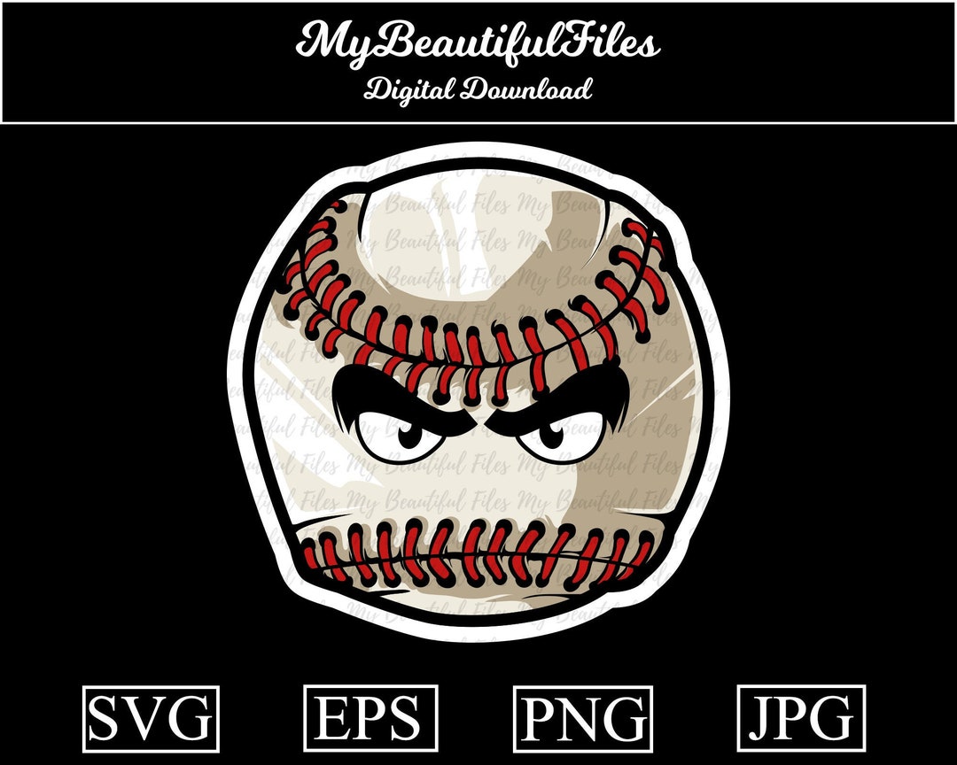 Baseball Cartoon Face SVG,PNG Digital Download Cute Baseball File for