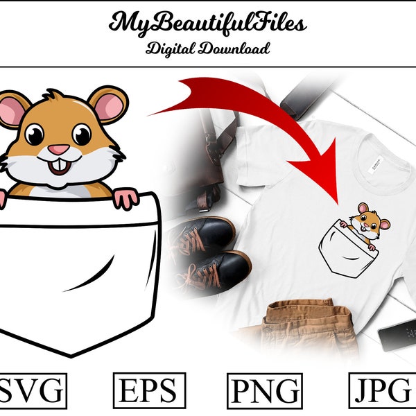 Pocket Hamster SVG,PNG - Digital Download - Cute Hamster File for printable art