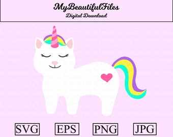 Caticorn SVG,PNG - Digital Download - Cute Caticorn File for printable art, planner, Caticorn sticker, Caticorn diy