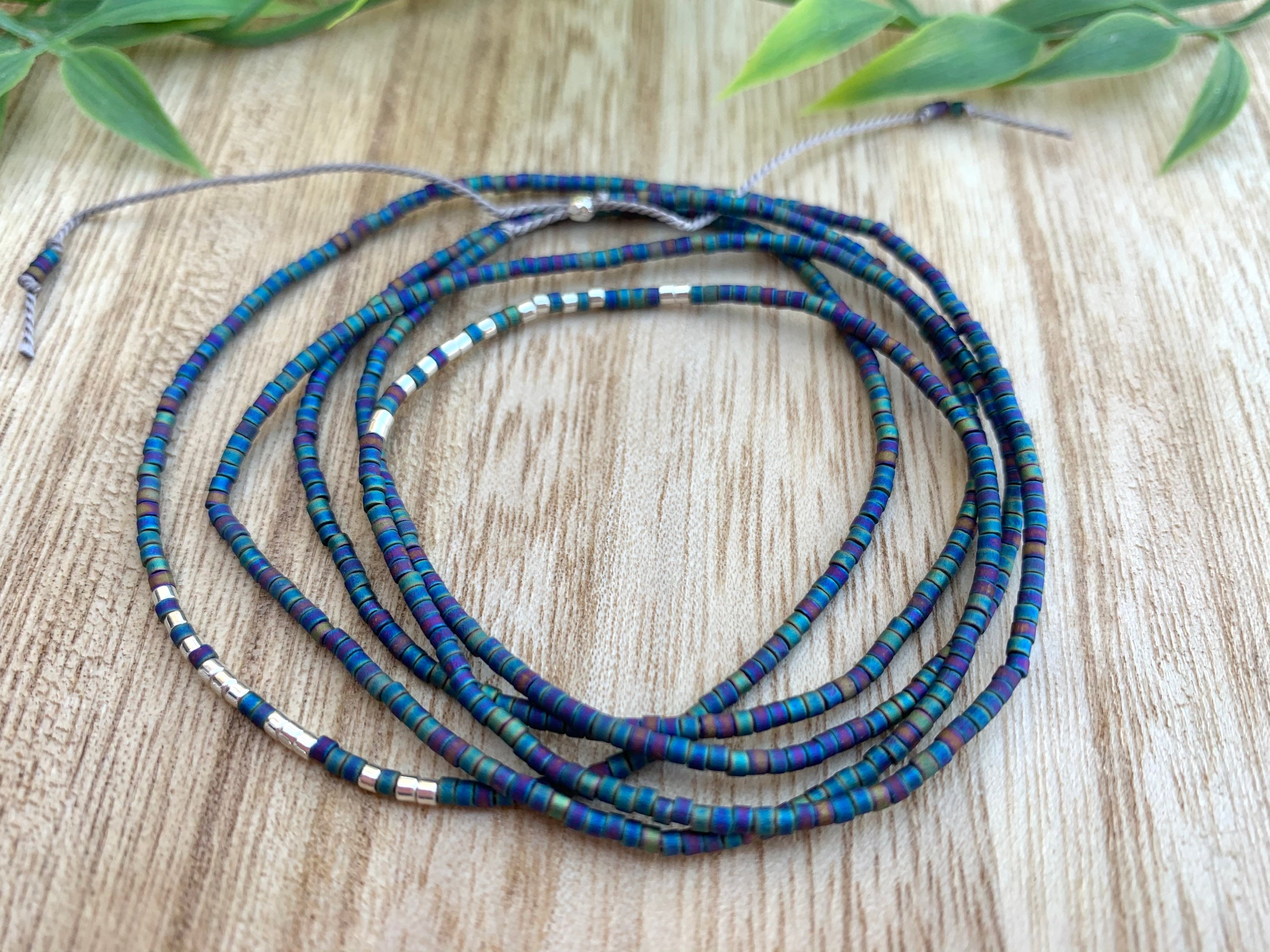 Purple Seed Bead Wrap Bracelet Rainbow Adjustable Friendship Etsy