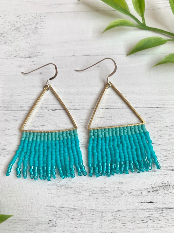 Turquoise fringe earrings deals