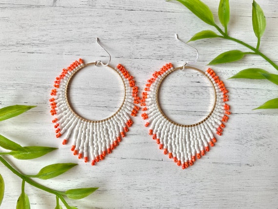White fringe cheap earrings