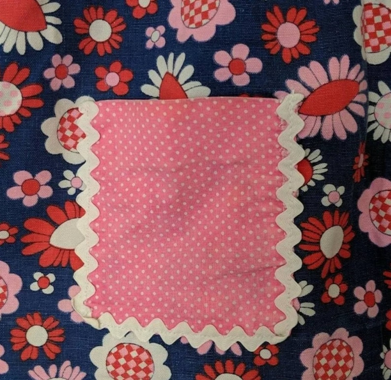 Handmade Smock Shirt Womens Small Polka Dots Flowers Gingham Pink Blue Red