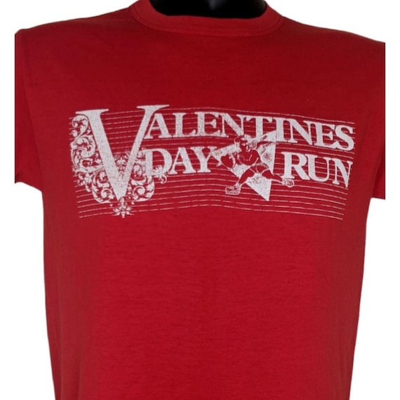 Valentine Day Run Vintage 80s T Shirt Russell Ath… - image 1