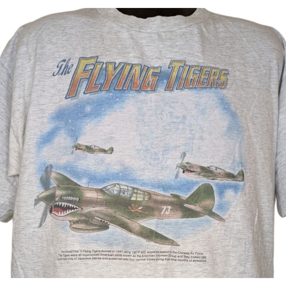 The Flying Tigers 80s 90s Vintage Tshirt WWII Military Size XL 