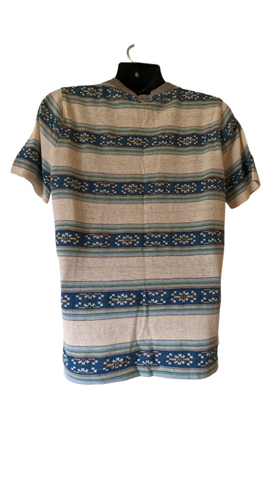 Aztec Vintage 70s Striped Tshirt Size Large - image 3