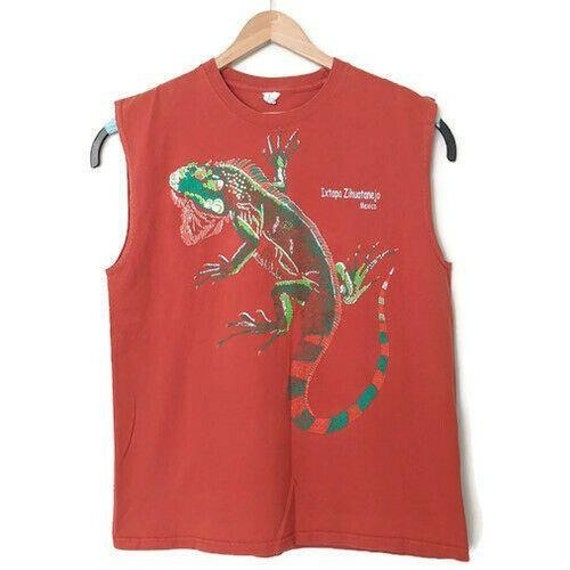 Iguana Reptile Shirt Orange Yazbek Ixtapa Zihuata… - image 2