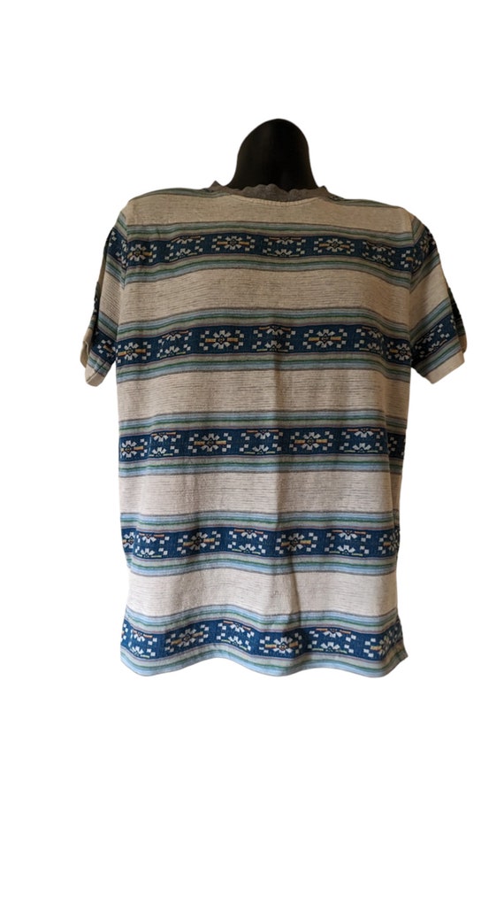 Aztec Vintage 70s Striped Tshirt Size Large - image 2