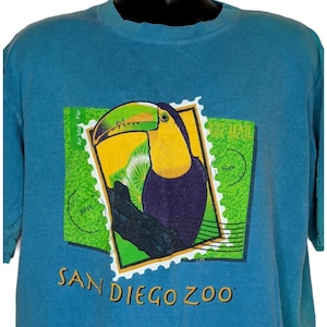 San Diego Zoo Toucan Vintage 90s Tshirt Size Large Faded Made In USA