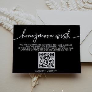 ABBY - Huwelijksreis Fondskaartsjabloon, Huwelijksreiswens QR-code, Huwelijksreis Venmo Wensinzet, Moderne Bruiloft Cash Card, Minimalistische Bruiloft