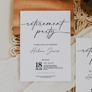 TARA - Retirement Party Template, Boho Retirement Party Invitation, Minimal Retirement Celebration Invite, Retirement Invitation Template