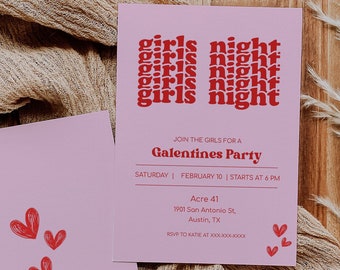 Galentine's Day Invitation, Girls Night Invite, Galentines Invite, Friends Valentine Party Invite, Valentines Day Party Invitation Template