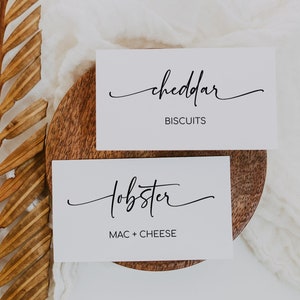 MILA - Minimalist Buffet Card Template, Wedding Buffet Card Template, Modern Wedding Buffet Cards, Instant Download Wedding Food Label Cards