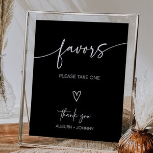 ABBY - Minimalist Favors Sign, Black Wedding Favors Sign, Modern Wedding Favors Sign Template, Bridal Shower Favors Sign, Please Take One