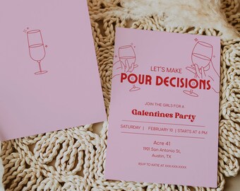 Galentine's Day Invitation, Girls Night Invite, Friends Valentine Party Invite, Valentines Day Party Invitation, Galentines Party Invite