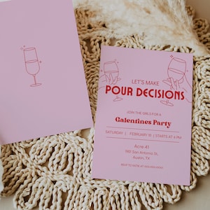 Galentine&#39;s Day Invitation, Girls Night Invite, Friends Valentine Party Invite, Valentines Day Party Invitation, Galentines Party Invite