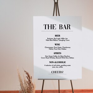 Minimalist Drink Menu, Wedding Bar Menu Sign, Wedding Signature Cocktails Menu, Minimalist Wedding Bar Menu Sign, Let&#39;s Drink Sign, Bar Menu