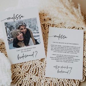 MILA - Will You Be My Bridesmaid, Bridesmaid Photo Card, Photo Bridesmaid Proposal, Boho Bridesmaid Proposal, Modern Minimalist Wedding