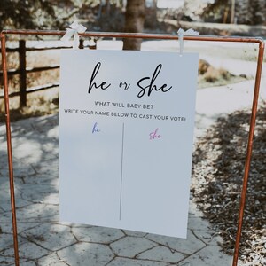MILA - Guess The Gender Game, He or She What Will Baby Be Sign, Gender Guess Board, Gender Neutral Baby Shower, He or She Gender Reveal Sign