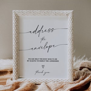 TARA - Address the Envelope Sign Printable, Baby Shower Modern Minimalist Addressee Sign, Please Address the Envelope Sign for Baby Shower