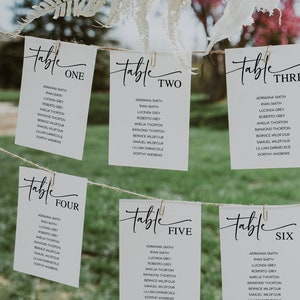 MILA Wedding Seating Chart Cards Template, Modern Calligraphy, Editable & Printable, Modern Seating Chart Template, Editable Seating Chart image 1