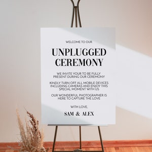 Unplugged Ceremony Wedding Sign, Minimalist Unplugged Ceremony Sign, Modern Wedding Sign, Editable Template, No Phones Sign Wedding