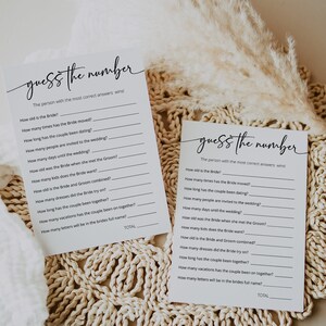 MILA - Bridal Shower Games, Printable Bridal Shower Game, Minimalist Wedding Shower Game, Editable Bridal Party Games, Guess The Number Game