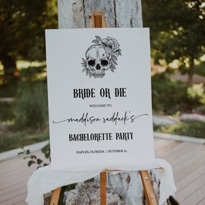 REMI - Bride or Die Bachelorette Welcome Sign, Skull Bachelorette Welcome Sign, Til Death Do us Party Bachelorette, Gothic Bachelorette