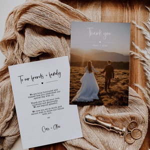 Cartes de remerciement de mariage avec photo, modèle de mariage de cartes de remerciement photo, cartes de remerciement de mariage Boho, cartes de remerciement personnalisées mariage
