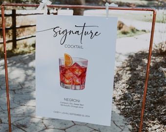 Signature Drink Sign, Custom Cocktail Sign Template, Open Bar Sign, Drink Menu, Signature Cocktail Sign, Wedding Drink Sign, Bar Menu Sign