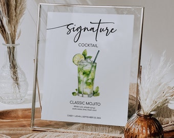 Signature Drink Sign, Open Bar Sign, Drink Menu, Signature Cocktail Sign, Wedding Drink Sign, Bar Menu Sign, Custom Cocktail Sign Template