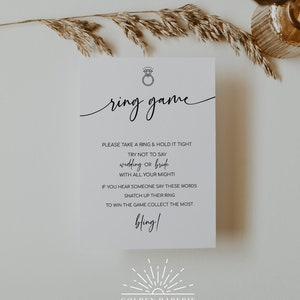 MILA - Ring Game Bridal Shower, The Ring Game, Minimalist Ring Game Template, Boho Bridal Shower Printable, Editable, Instant Download