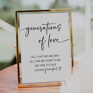 MILA - Generations of Love Sign Template, Loving Memory Wedding Sign, Modern Minimalist Wedding Sign, All That We Are All That We Hope To Be