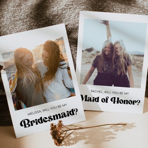 Photo Bridesmaid Proposal Card Template, Bridesmaid Proposal Card, Bridesmaid Proposal Template Modern Maid Of Honor Proposal Card