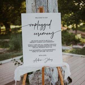MILA - Unplugged Wedding Ceremony Sign Printable, Elegant Unplugged Wedding Sign Template Download, Modern Unplugged Signs Template
