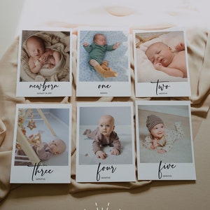 MILA - Banner fotográfico de primeiro aniversário, cartões fotográficos mensais minimalistas, banner de primeiro aniversário neutro em termos de gênero, banner boho de primeiro aniversário