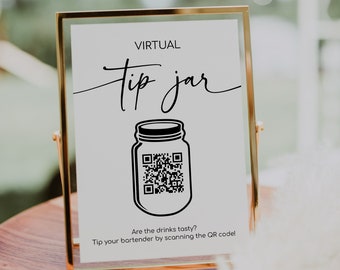 MILA - Virtual Tip Jar Sign, Tip Your Bartender, Feeling Tipsy Bartender Venmo Tip Sign, Wedding Bar Tip, Cash App Wedding Bar Sign Template