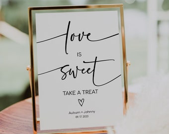 MILA - Love is Sweet Sign Printable, Take A Treat Sign, Modern Minimalist Wedding Favor Sign, Please Take a Favor, Sweet Treat Shower Sign