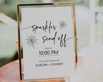 MILA - Sparkler Send Off Sign Printable, Let Love Sparkle Sign, Modern Sparkler Wedding Sign, Editable Table Top Sign, DIY Sparkler Sign