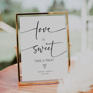 MILA - Love is Sweet Sign Printable, Take A Treat Sign, Modern Minimalist Wedding Favor Sign, Please Take a Favor, Sweet Treat Shower Sign