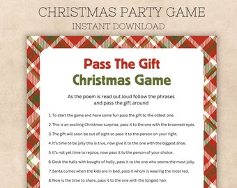 Pass The Gift Christmas Game Printable, Office Christmas Party Game, Pass The Parcel Game, Pass The Present Game, Gift Exchange Game