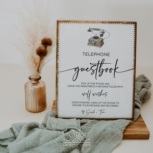 MILA - Telephone Guestbook Sign Printable, Leave A Message Guestbook, Modern Audio Guestbook Sign, Sign Our Guest Book Sign for Wedding