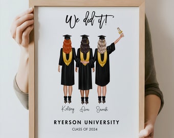 Personalised Graduation Gift, Custom Graduation Print, Graduation Friends Gift, University Graduation Print, Gift For Her, Custom Grad Gift