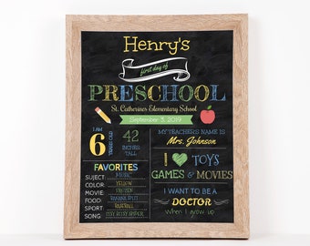 First Day of School Sign, Back to School Sign Printable, Editable Back to School Photo Prop, Chalkboard Sign, First Day of Preschool, Pre-K