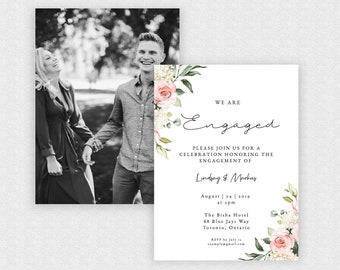 Engagement Invitations, Engagement Invitation Template, Couples Shower Invitation, Save the Date Template, Wedding Invitations, 12-BF