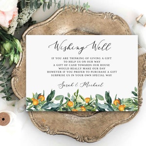 Wishing Well Card Template, Printable Wishing Well Card, Wedding Wishing Well Instant Download, Editable Wedding Gift Card, 100% Editable
