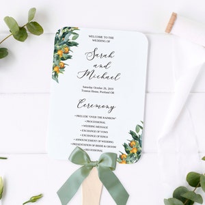 Greenery Wedding Program Fan, Double Side Fan, Printable Program Fan Template, Wedding Program Fans, Garden Wedding Fan, Ceremony Programs