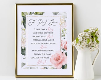 The Ring Game, Bridal Shower Game Sign, Bridal Shower Sign Template, Bridal Ring Game, Ring Game Sign, Editable, Ring Hunt Game, 12-BF